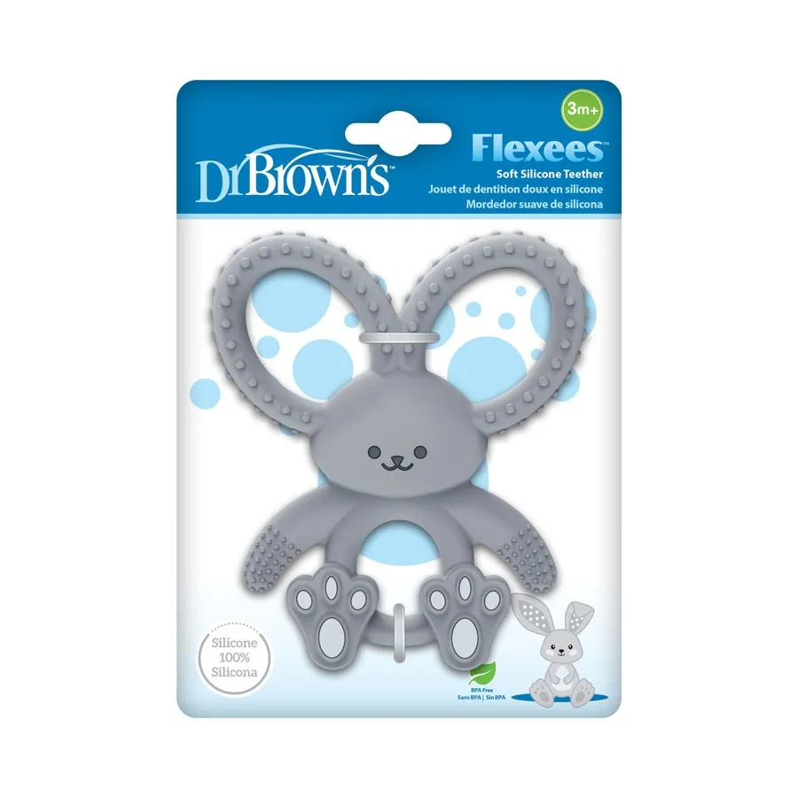 [ 2 Pack ] Dr Brown's Bunny Long Limbed Silicone Teether (Gray)