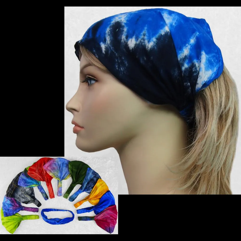 12 Mixed Tie-Dye Elastic Bandana-Headbands ($1.43 each)