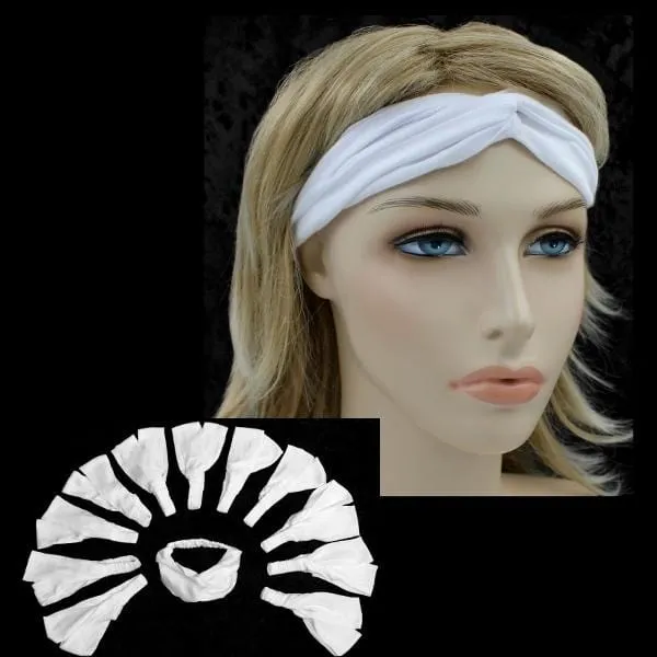 12 White Twisted Turban Elastic Headbands ($1.70 each)