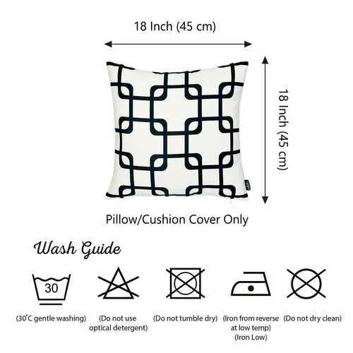 18"x18" Black Geometric Squares Decorative Throw Pillow Cover