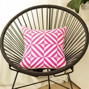 18"x18" Pink Geometric Diagram Decorative Throw Pillow Cover