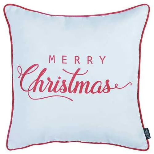 18"x18" Red Christmas Quote Printed Decorative Throw Pillow Cover