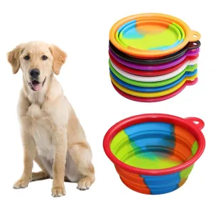 1Pcs Portable Travel Bowl Dog Feeder Water Food Container Silicone Small Mudium Dog Pet Accessories Folding Dog Bowl Outfit