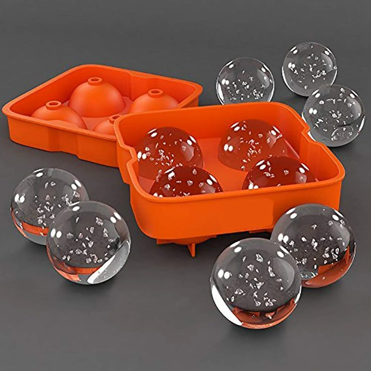 7164 Ice Trays for Freezer Whiskey Ice Cube Plastic Ball Maker Mold Sphere Mould 4 Holes New Ice Balls Party Brick Round Tray Bar Tool ice for Whiskey