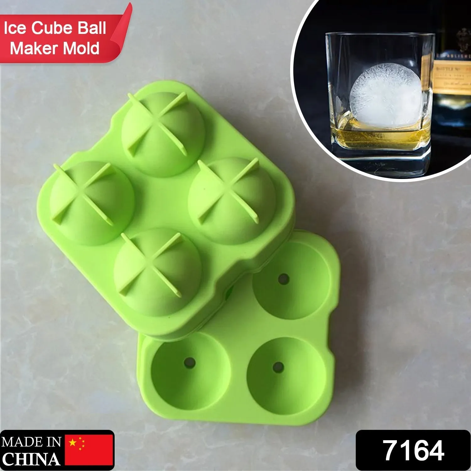 7164 Ice Trays for Freezer Whiskey Ice Cube Plastic Ball Maker Mold Sphere Mould 4 Holes New Ice Balls Party Brick Round Tray Bar Tool ice for Whiskey