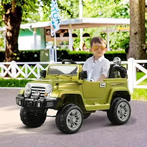 Aosom Kids Ride on Car Off Road Truck with MP3 Connection, Working Horn steering wheel and remote control, 12V motor, white Aosom white