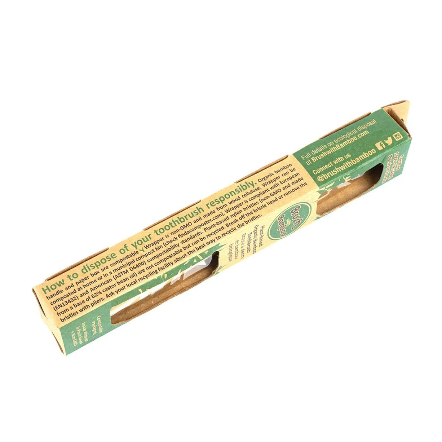 Bamboo Toothbrush - Bpa-Free, Vegan, Verified Non-Toxic - Adult