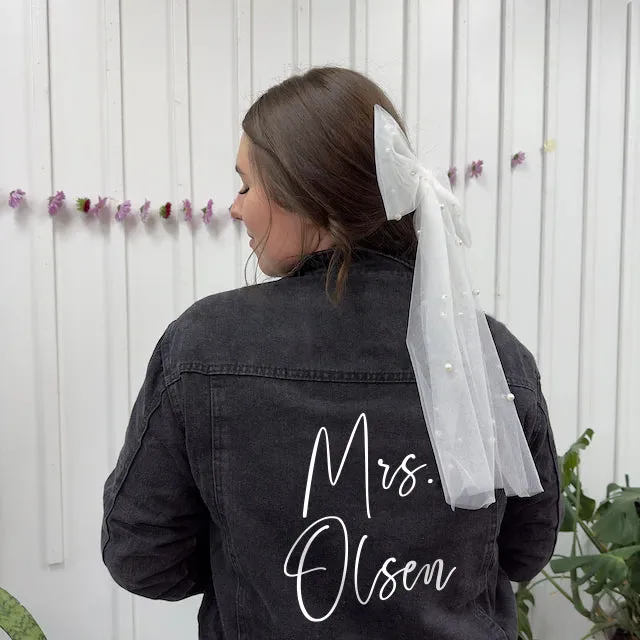 (Black Denim) Black Personalized Bride Denim Jacket