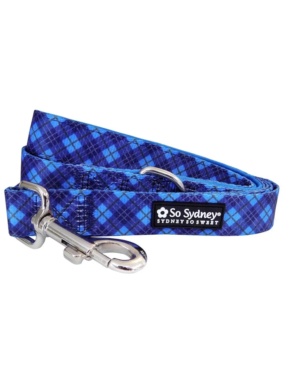 Blue Argyle Preppy Plaid 5' Designer Dog Leash