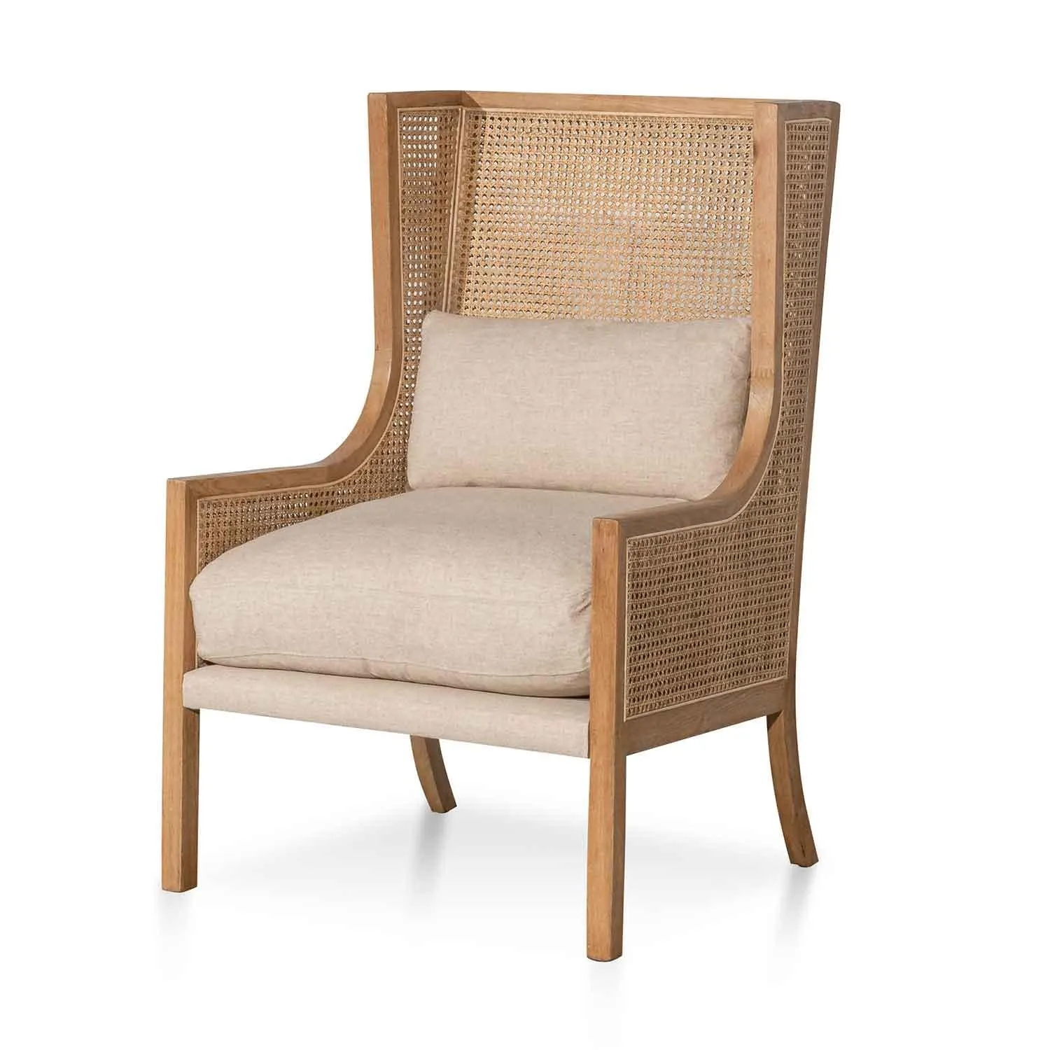 Calibre Wingback Rattan Armchair - Distress Natural - Sand White LC6398-CH