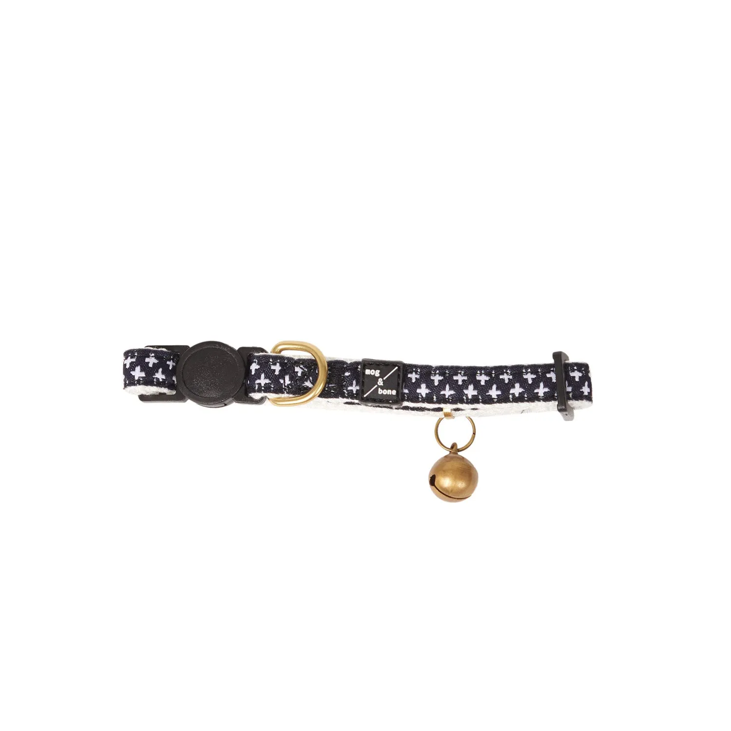 Cat Collar -  Hemp - Navy Cross Print