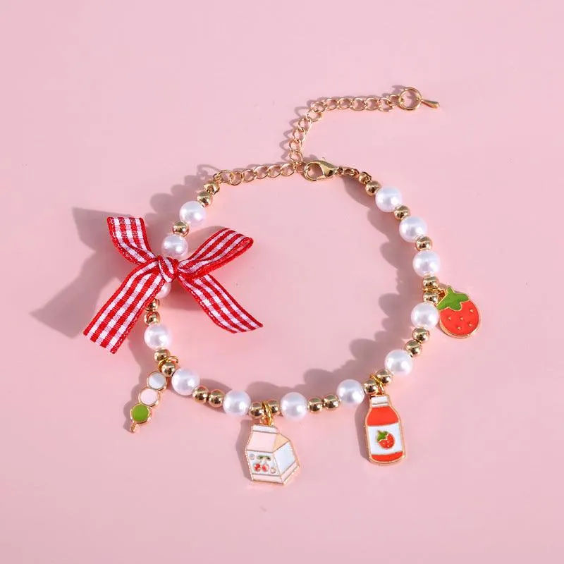 Cat Strawberry Pearl Necklace