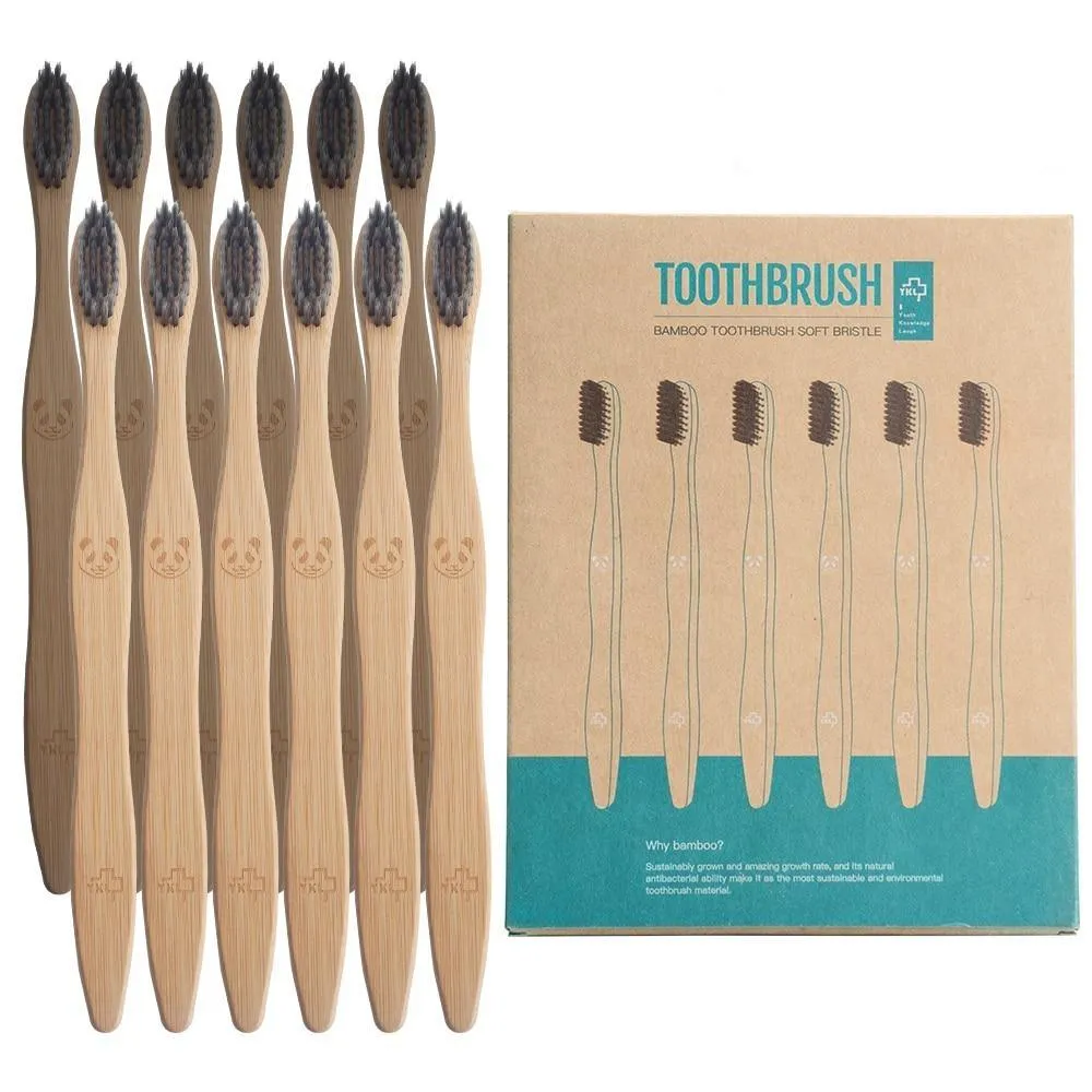 Charcoal Bamboo Toothbrush 12pcs