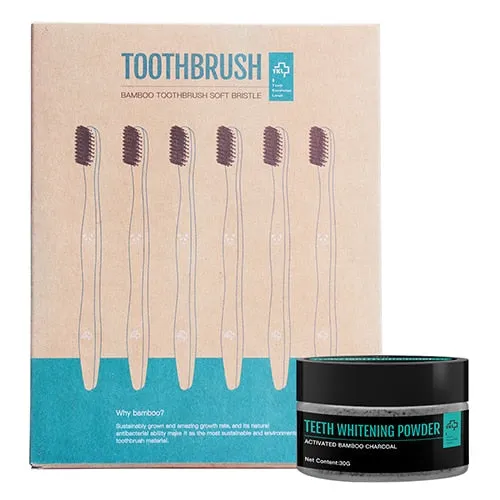 Charcoal Bamboo Toothbrush 12pcs