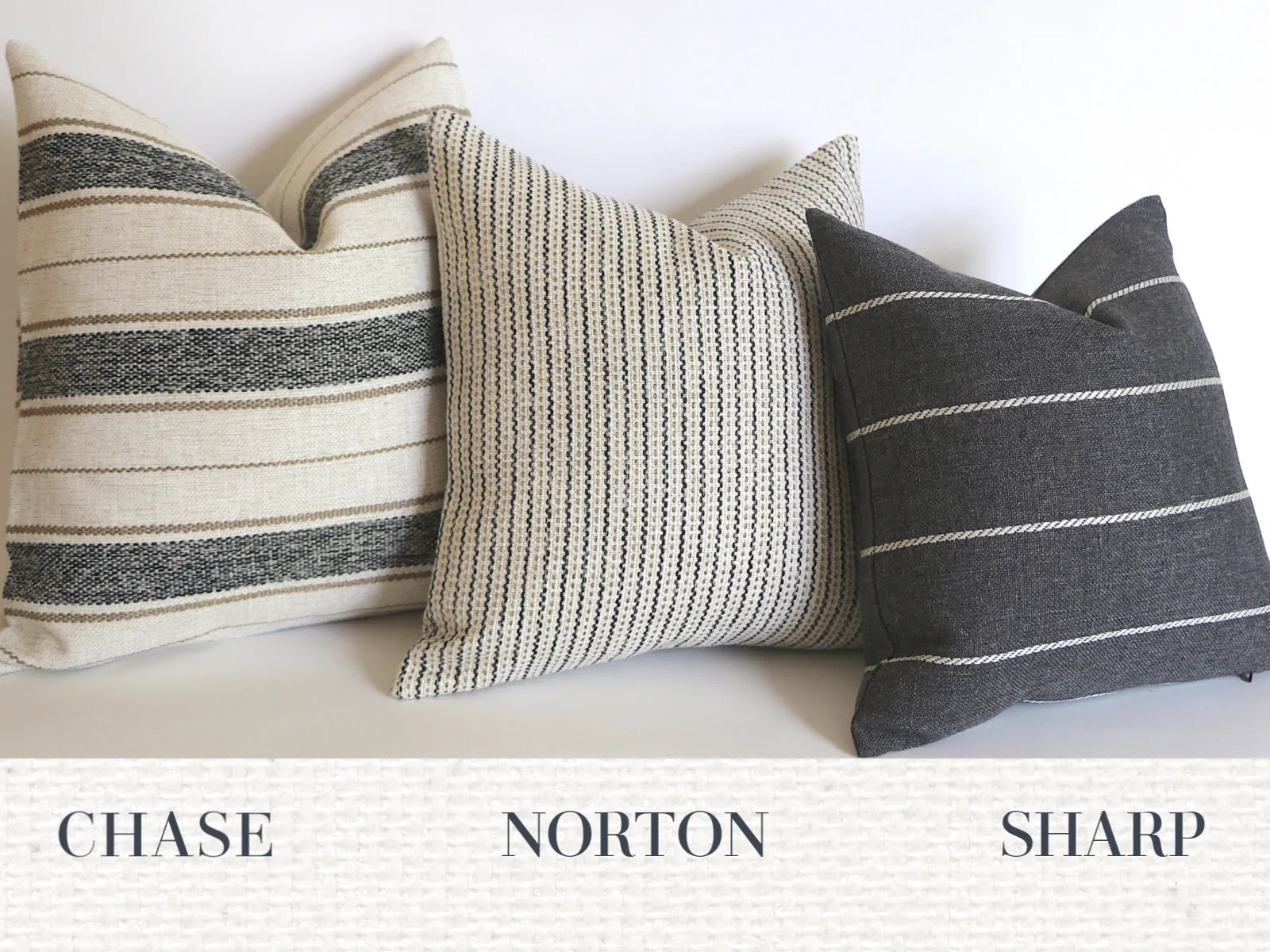 Charcoal, Cream, and Beige Stripe Performance Pillow Cover