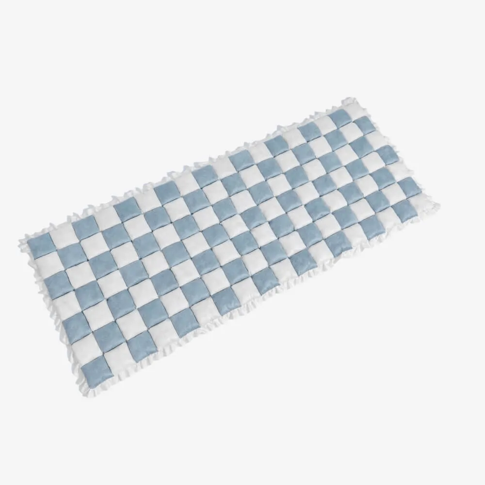 Cream-colored Large Plaid Square Fuzzy Pet Dog Mat Bed Couch Cover