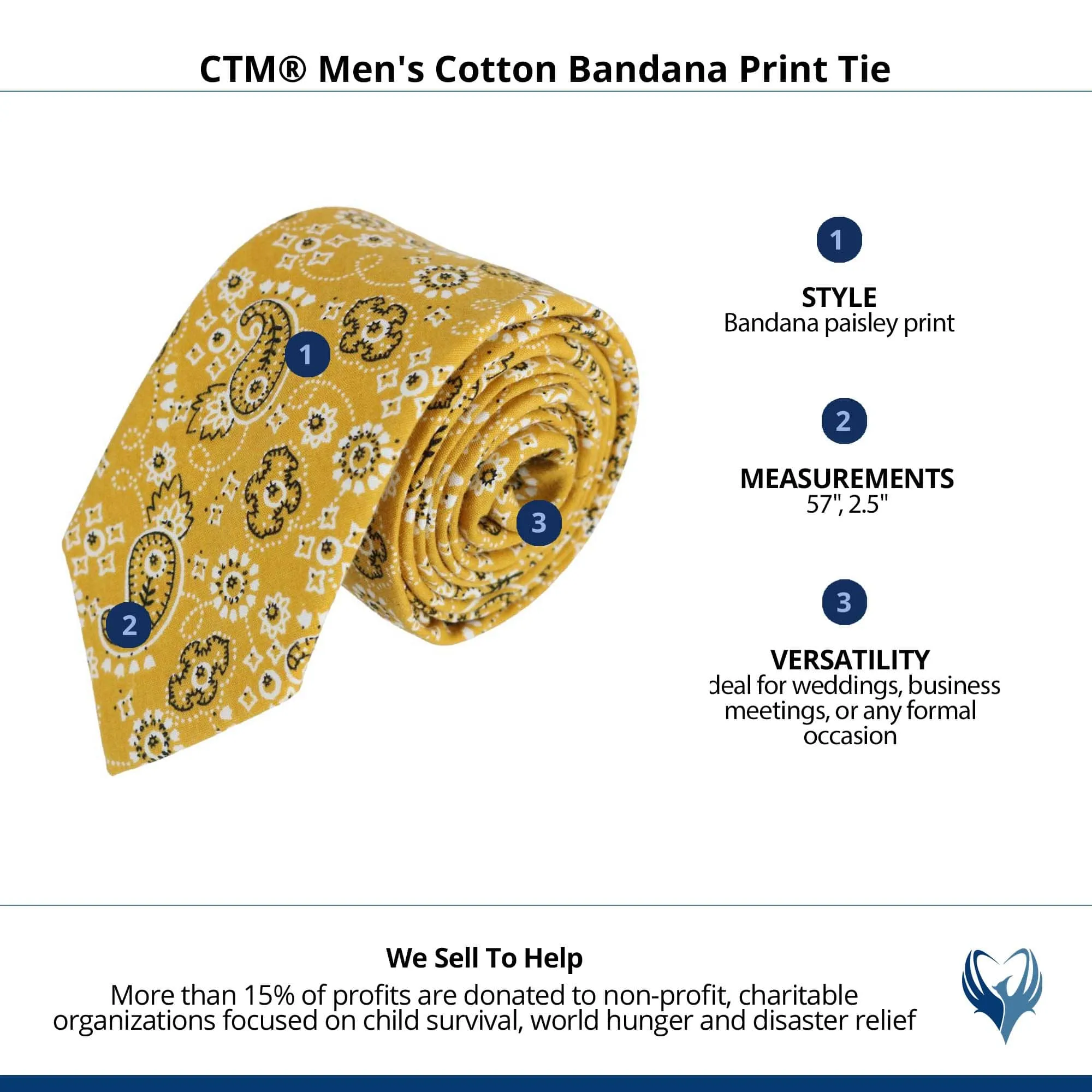 CTM® Men's Cotton Bandana Print Tie