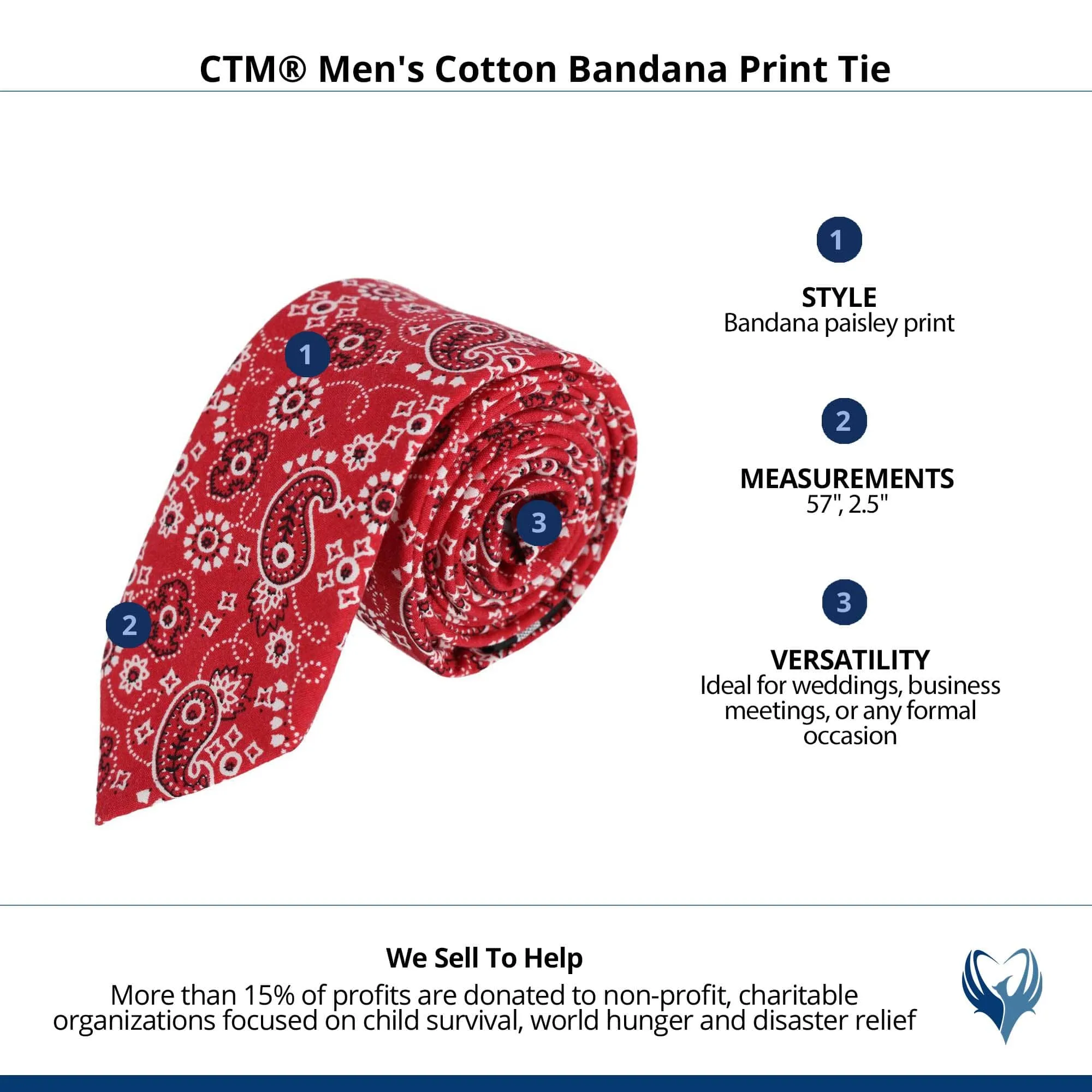 CTM® Men's Cotton Bandana Print Tie