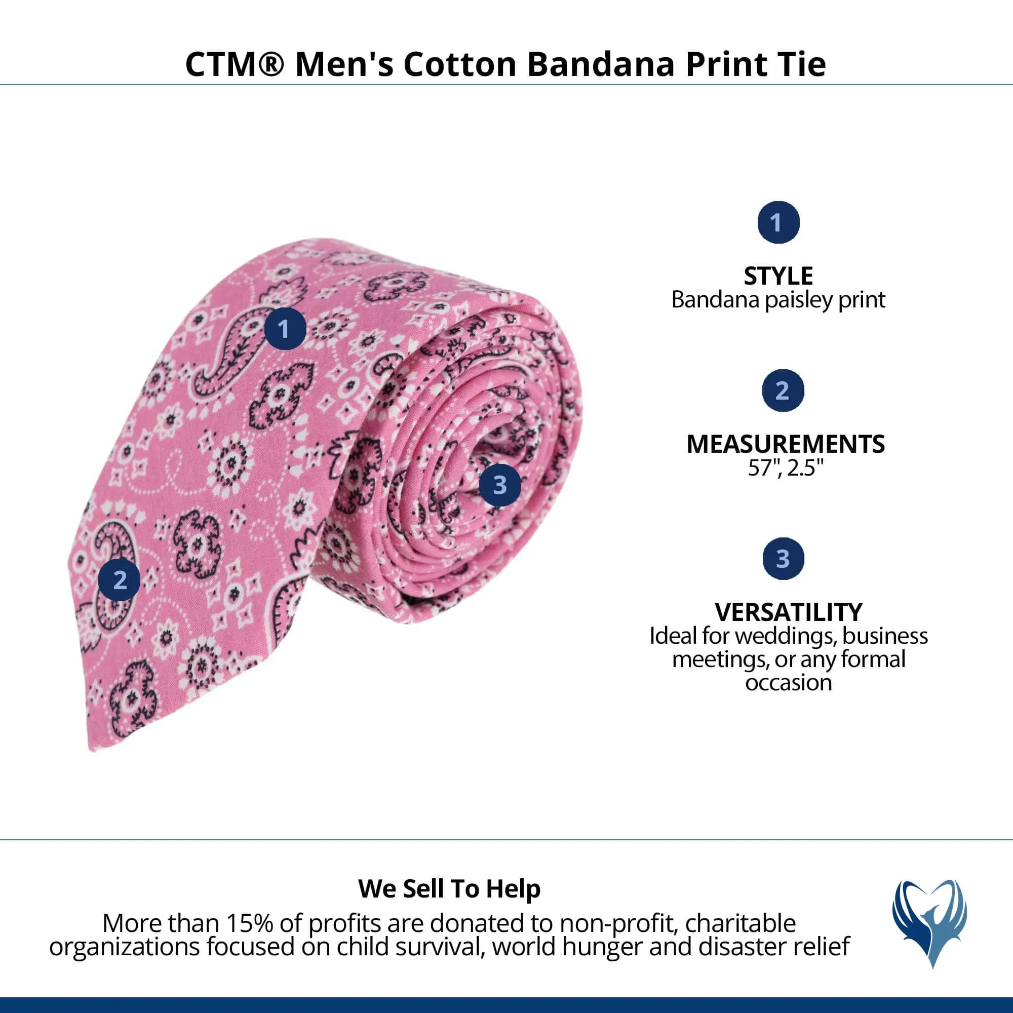 CTM® Men's Cotton Bandana Print Tie