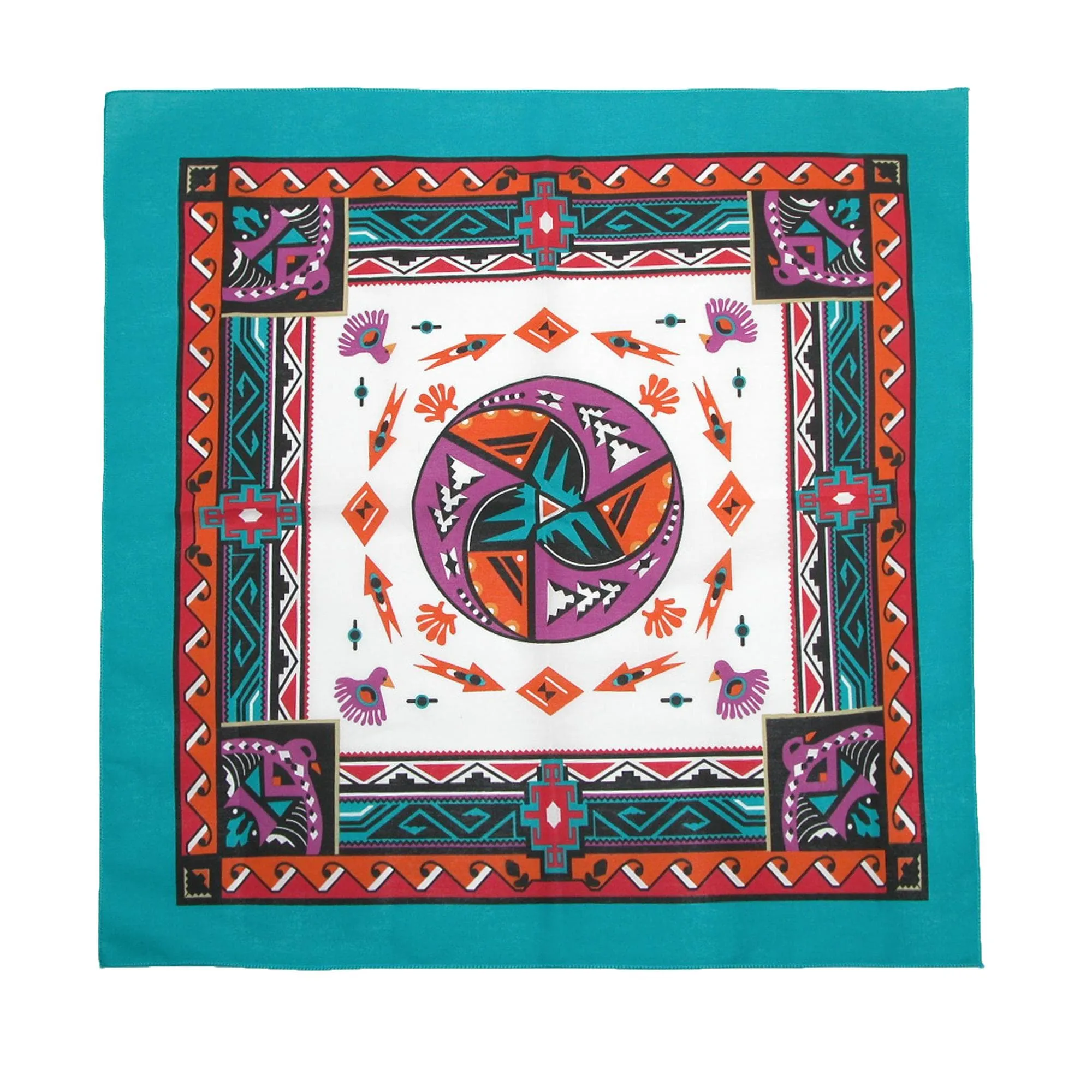 CTM® Women's Cotton Aztec Turquoise Bandanas