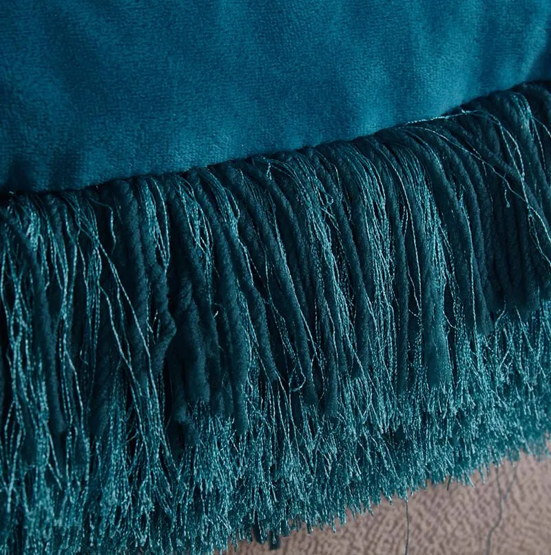 Decorative Shaggy Pillow with Lurex in Turquoise