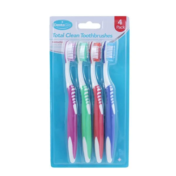 Denta Glo Total Clean Toothbrushes 4 Pk