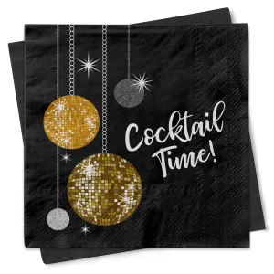 Disco Ball Cocktail Time Retro Beverage Napkin