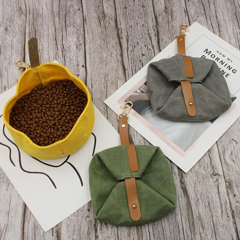 Foldable Canvas Dog Bowl for Travel - Large Capacity