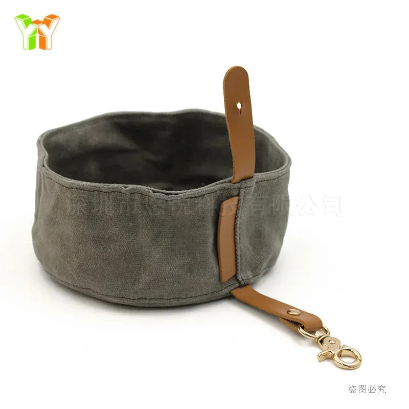 Foldable Canvas Dog Bowl for Travel - Large Capacity