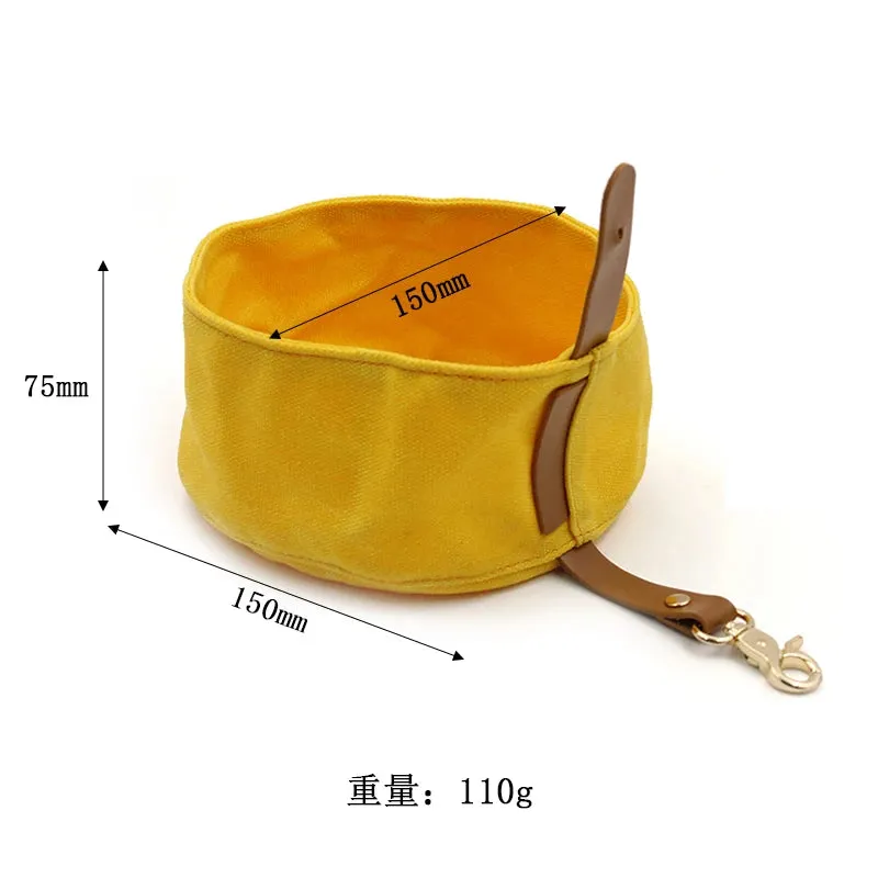 Foldable Canvas Dog Bowl for Travel - Large Capacity