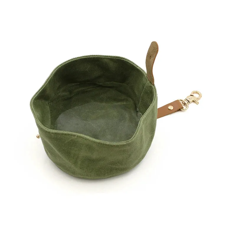 Foldable Canvas Dog Bowl for Travel - Large Capacity