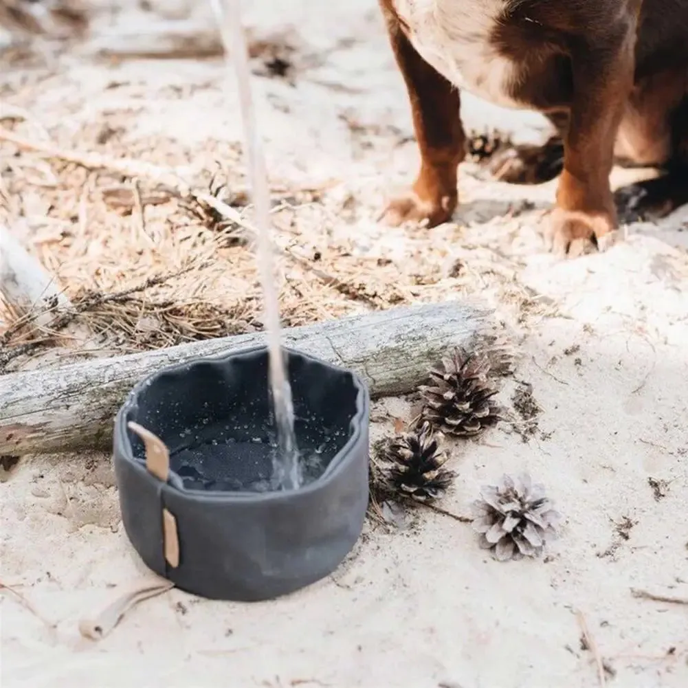 Foldable Canvas Dog Bowl for Travel - Large Capacity