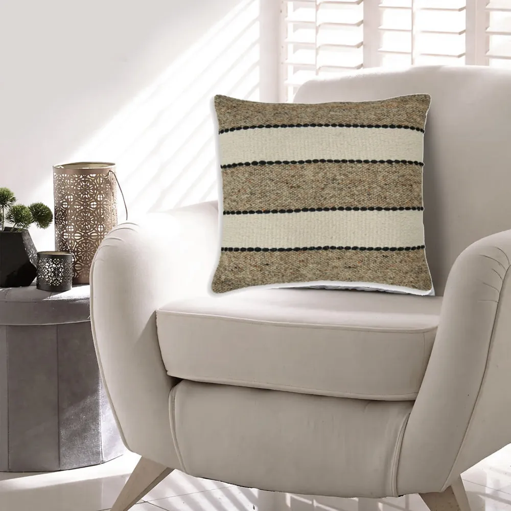 Fordy 20 Inch Decorative Throw Pillow Set of 4, Woven Stripes, Ivory, Tan By Casagear Home