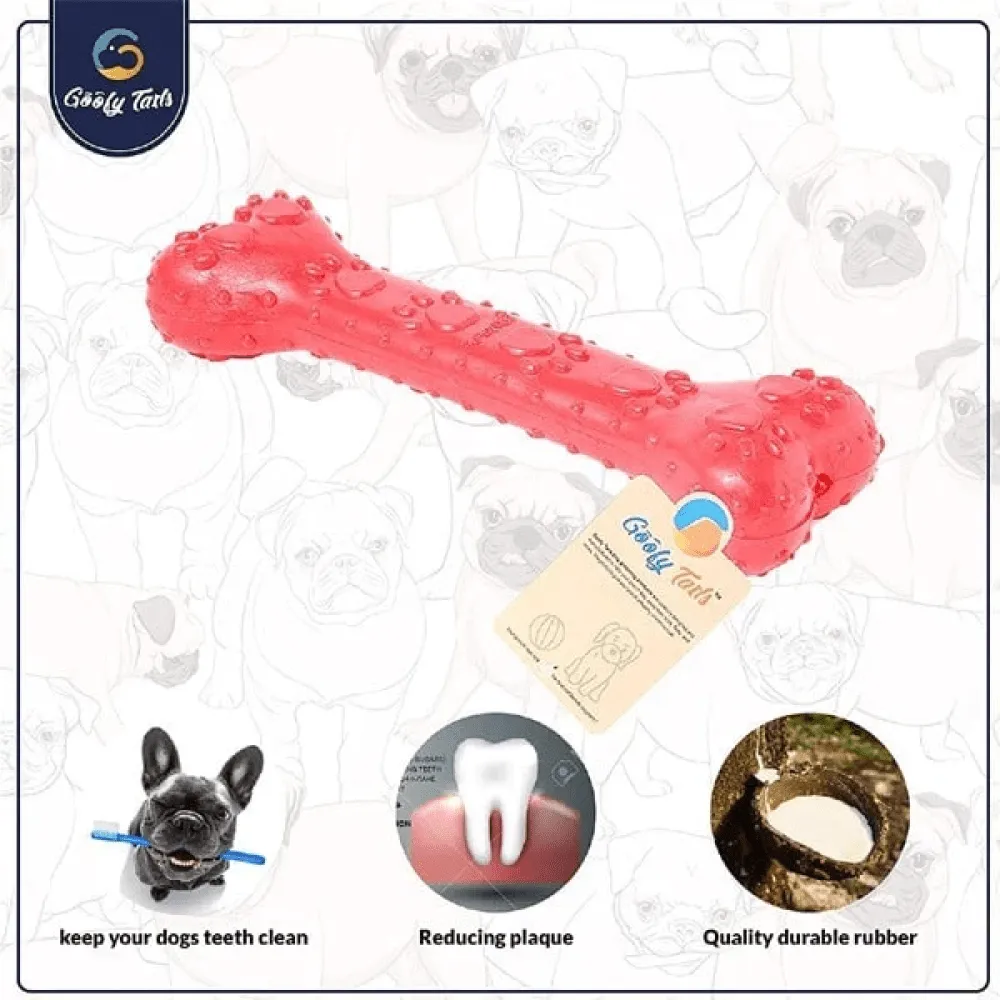 Goofy Tails Super Dog Rubber Bone Paw Print Toy for Dogs