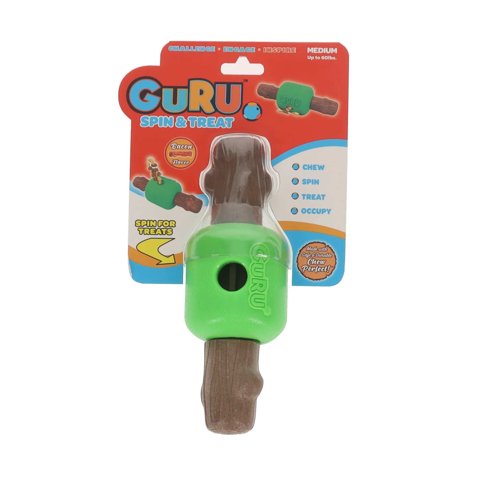 GURU Spin And Treat Bacon Stick Dog Toy Medium