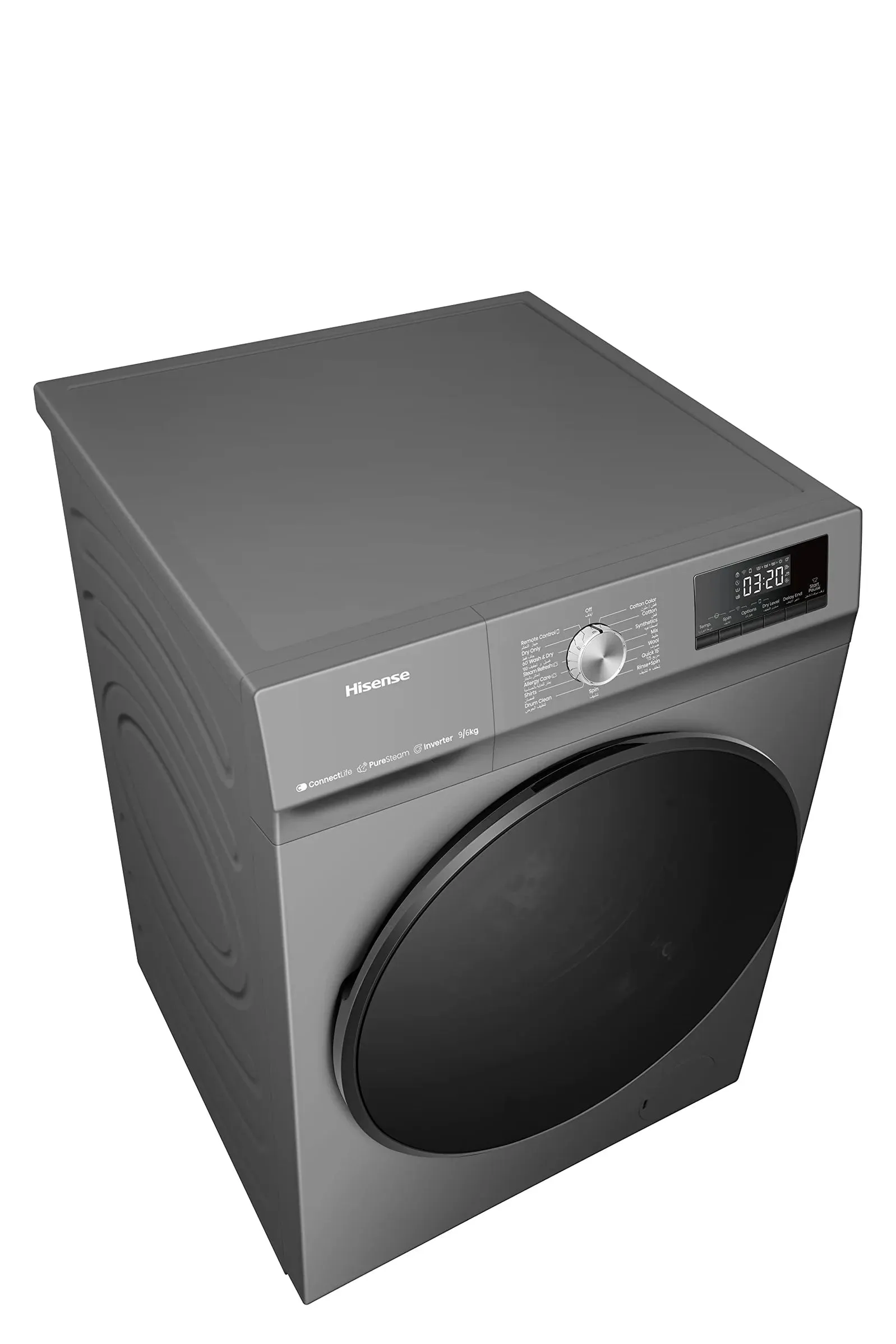 Hisense, WDQA9014EVJMWT Front Load Washer/Dryer 9 KG Titanium