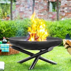 Indiana Round Fire Bowl Pit 70cm - Cook King Garden and Outdoor Patio Entertaining Portable Metal Round Fire Bowl