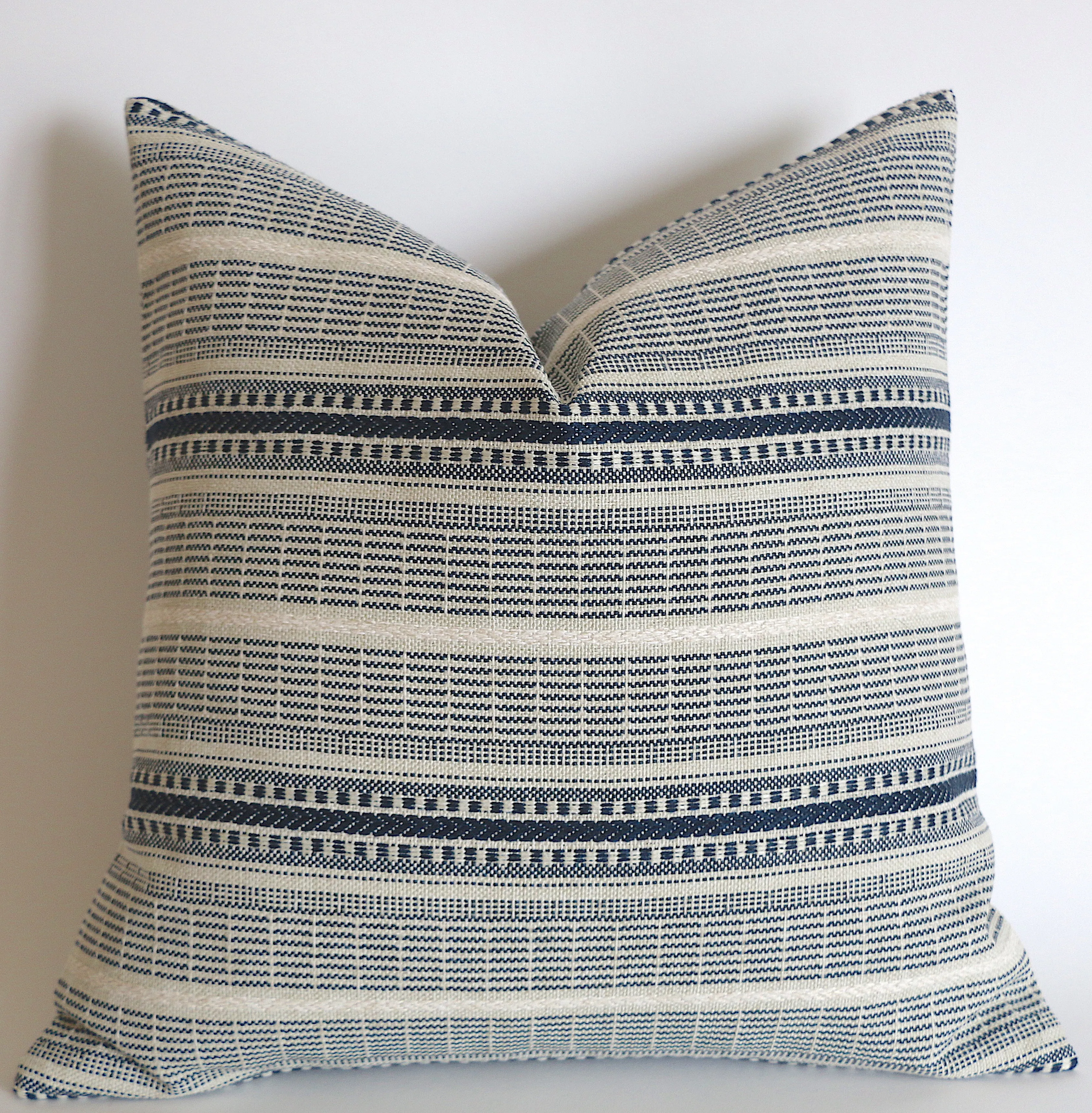 Indigo Farmhouse Collection: Navy Pillow Cover / Vintage Style Pillow Cover / Striped Performance Pillow Cover