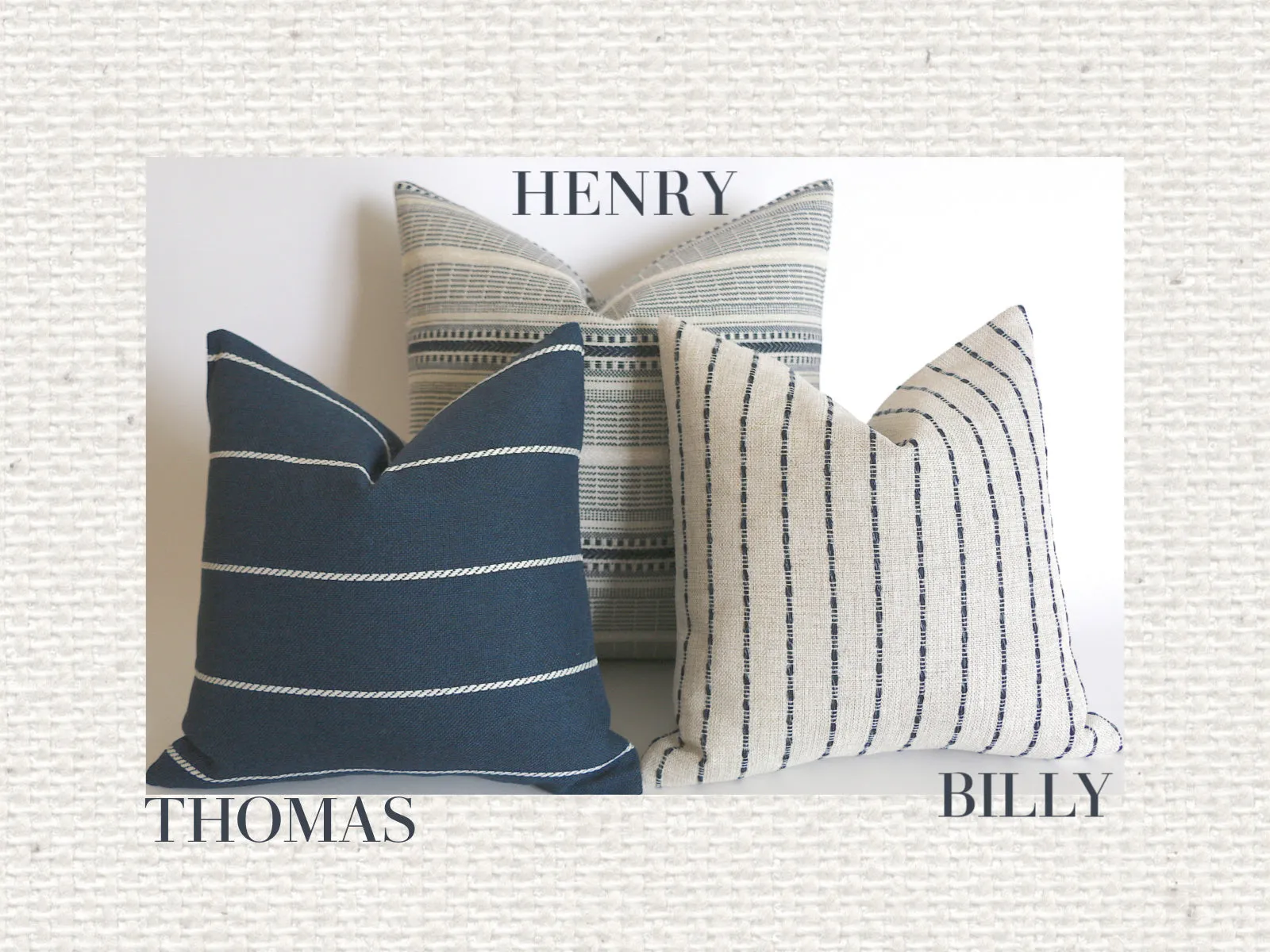 Indigo Farmhouse Navy Pillow Cover / Vintage Style Pillow Cover / Striped Performance Pillow Cover