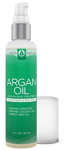 InstaNatural Argan Oil Hair Treatment - Leave-in Conditioner - For Colored, Dry & Damaged Hair - Infused with Organic Argan, Coconut & Carrot Seed Oil - 4 OZ