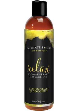 Intimate Earth Relax Aromatherapy Massage Oil Lemongrass and Coconut