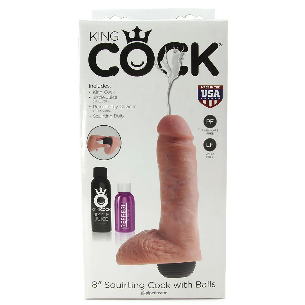 King Cock 8 Inch Squirting Cock with Balls in Flesh