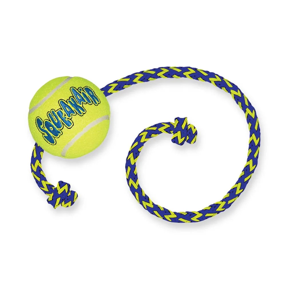 KONG SqueakAir Ball With Rope Dog Toy