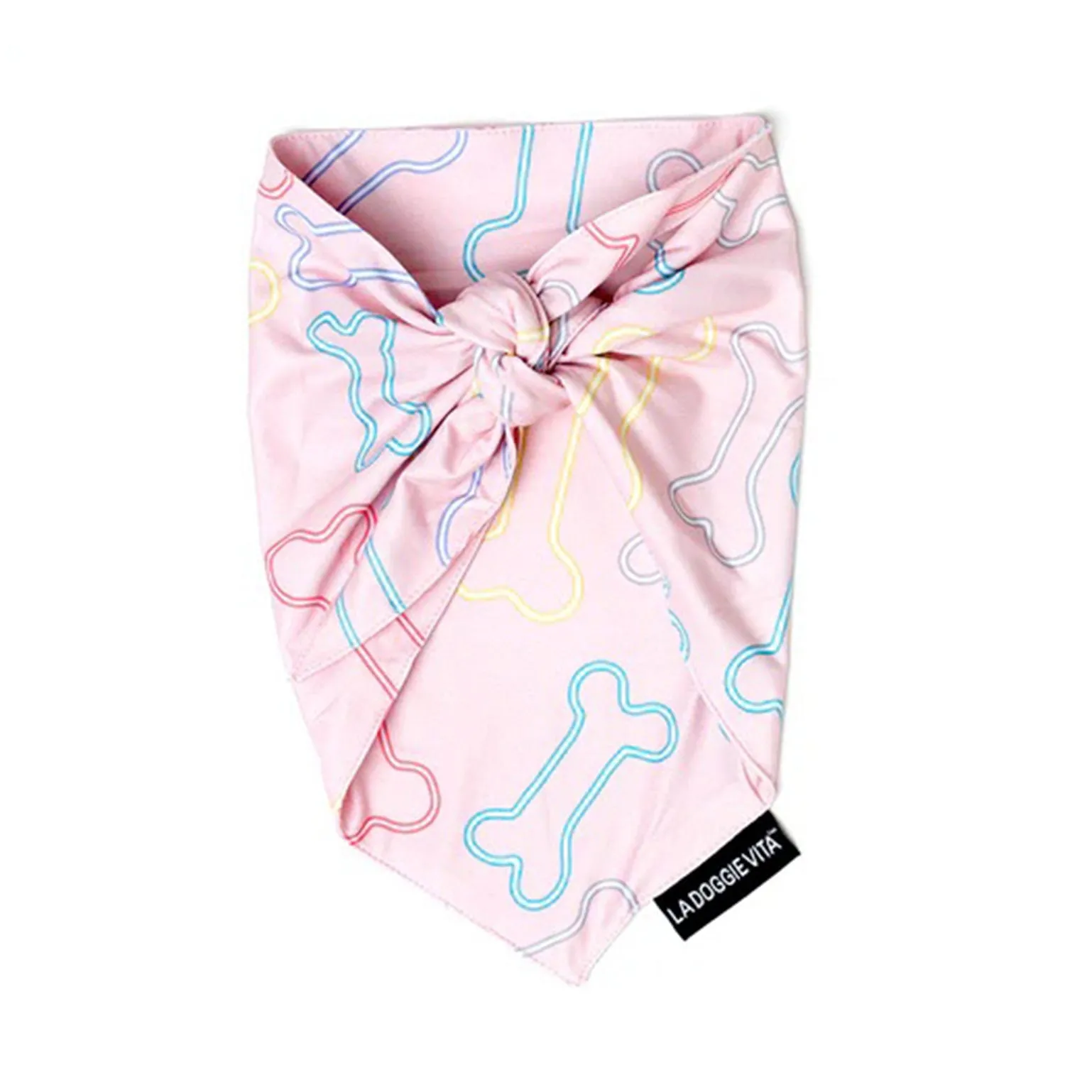 La Doggie Vita Neon Bone Pink Bandana