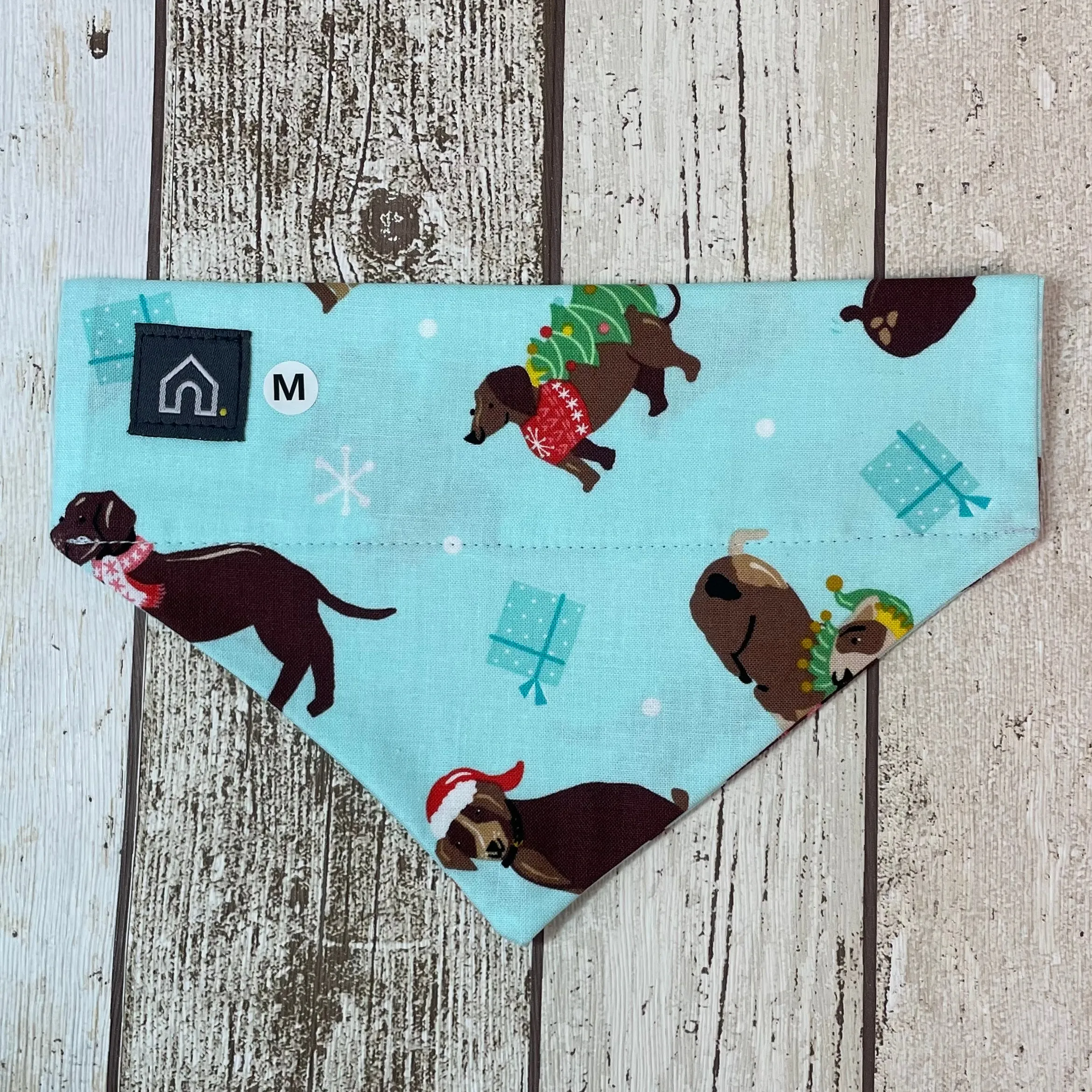 Light Blue Christmas Slip-On Dog Bandana