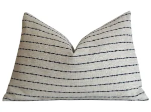 Linen Stripe Farmhouse Pillow Cover / Vintage Style Pillow Cover / Striped Performance Pillow Cover