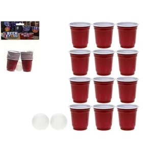 Mini Beer Pong Set - 14 Piece Party Drinking Game Tabletop Fun