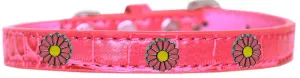 Mirage Pet 720-25 BPKC12 Pink Daisy Widget Croc Dog Collar - Bright Pi