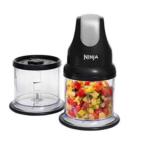 Ninja Professional Stackable Chopper for Fruits and Vegetable with 2 Tritan Jars & 2 Lids - 500 ml, Black