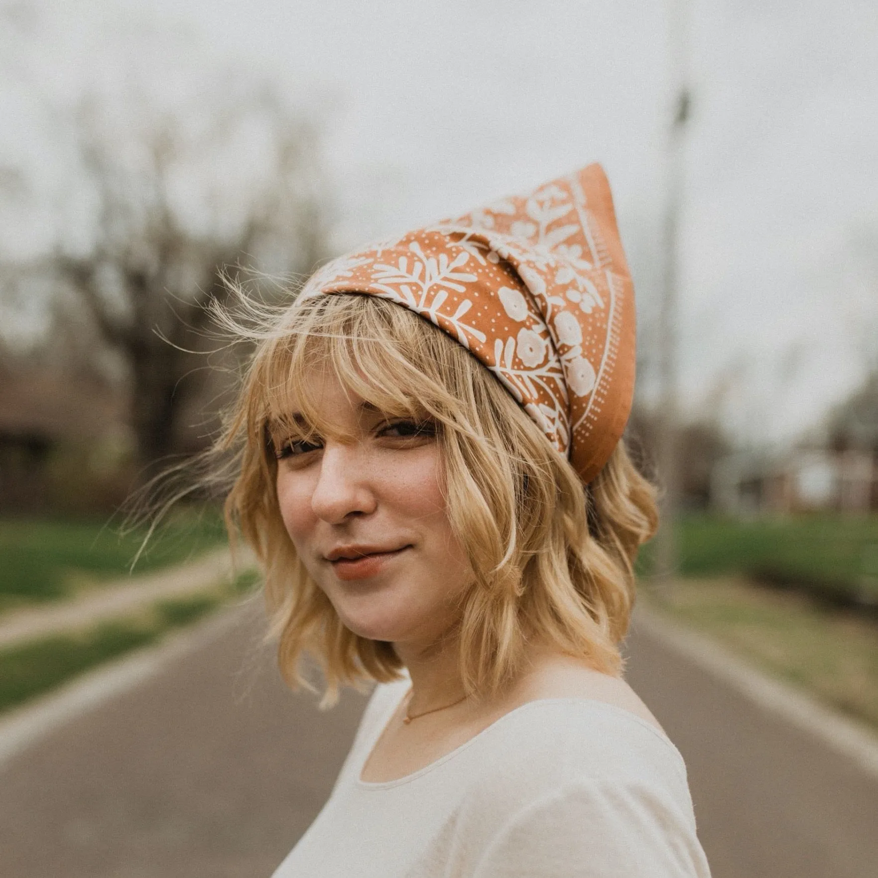 No. 058 Terra Cotta Floral Bandana